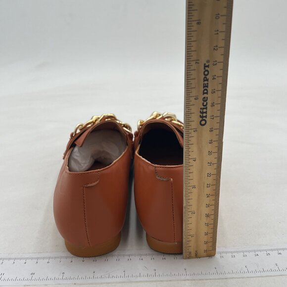 FYS Brown Closed Toe Loafer Flats No Heel Loafers with Gold Chain Walking Shoes - Picture 5 of 8